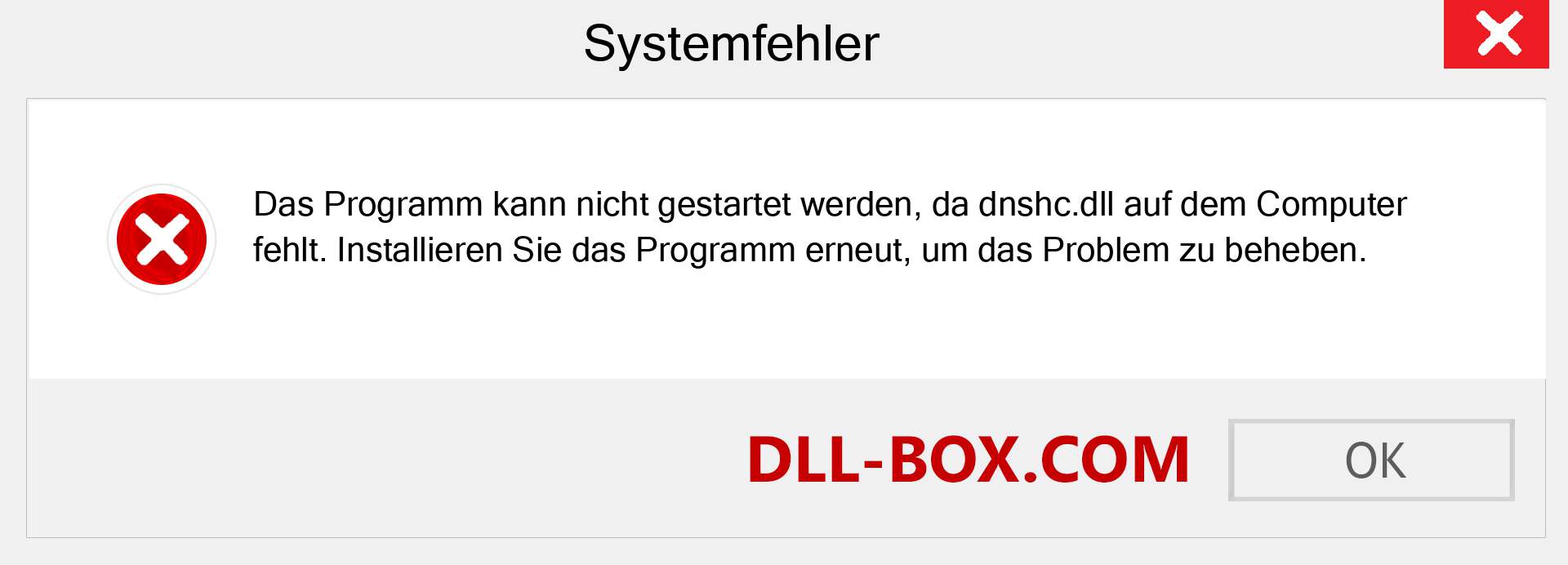 dnshc.dll-Datei fehlt?. Download für Windows 7, 8, 10 - Fix dnshc dll Missing Error unter Windows, Fotos, Bildern