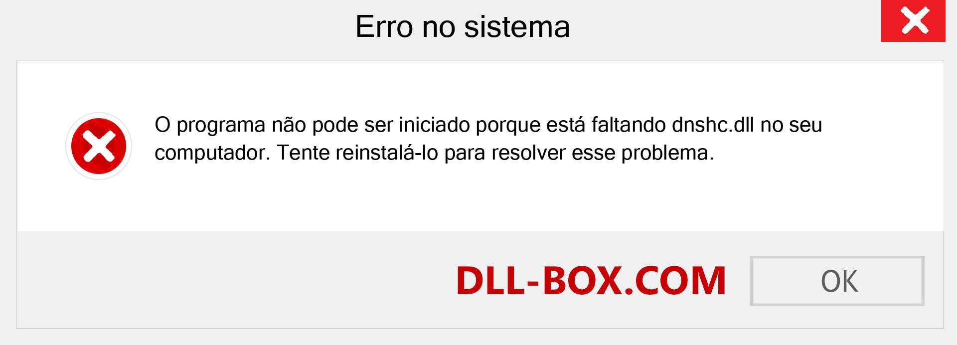 Arquivo dnshc.dll ausente ?. Download para Windows 7, 8, 10 - Correção de erro ausente dnshc dll no Windows, fotos, imagens